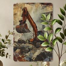 [2D FLAT] Vintage Excavator Metal Tin Sign - 20.32x30.48 cm Durable Iron Wall Art for Home, Bar, Garage & Garden Decor Easy-Hang Retro Plaque, Perfect for Room Decor - 1PC - Übersicht 3