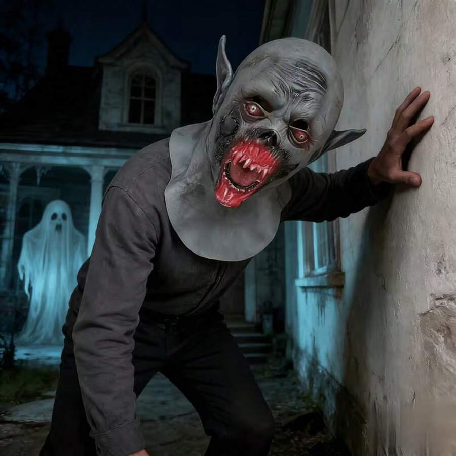 1 buah Topeng Lateks Vampir Horor Halloween, Topeng Wajah Zombie Menakutkan, Pesta Cosplay - MultiWarna - View 1