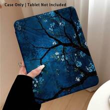 Night Sakura Pattern Painted Effect Tablet Protective Case With Stand, Compatible With Honor 8/9/10/X8/X8A/X9/X8Pro/X9Pro, MatePad SE 11"/MatePad 11"/11.5", MatePad Pro, Apple 10th/11th Gen 2025 (A16), Galaxy Tab A7/A9 And Other Popular Models - Style 29 - View 1