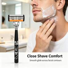31pcs Vintage Punk Rock Style Men's Manual Safety Razor Set, Non-Slip Comfortable Grip Safety Razor, With 30 Extra Replacement Blades, Reusable, Smooth, Comfortable, Clean Shave, Directly Washable, Suitable For Facial Hair, Armpit Hair, Private Areas, Leg Hair, Neutral Fashion Durable Grooming Tool, Elegant Razor Style Suitable For Valentine's Day, Father's Day Gift (No Gift Box) - A - View 4