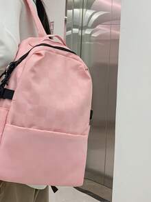 Checkered Large Capacity Backpack, Outdoor Travel Laptop Backpack - Multicolor - View 4