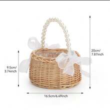 1/2pcs Handmade Pearl Princess Flower Basket, Woven Storage Basket, Handheld Flower Basket, Handmade Flower Basket, Home And Wedding Decor - Multicolor - View 7