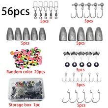 Fishing Tackle Accessories Kit With Bullet Lead Sinkers Jig Heads Swivel Snap Fish Eye Beads Rubber Stoppers Worm Hooks Offset Hooks Storage Box Freshwater Saltwater Fishing Line Connector Set For Anglers - Set - View 12