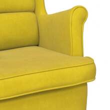 vidaXL Velvet Armchair, Mustard Yellow, 74x84x100 Cm, Seat Height 42 Cm, Weight Capacity Up To 110 Kg, Living Room Upholstered Armchair With Armrests - Yellow - View 7