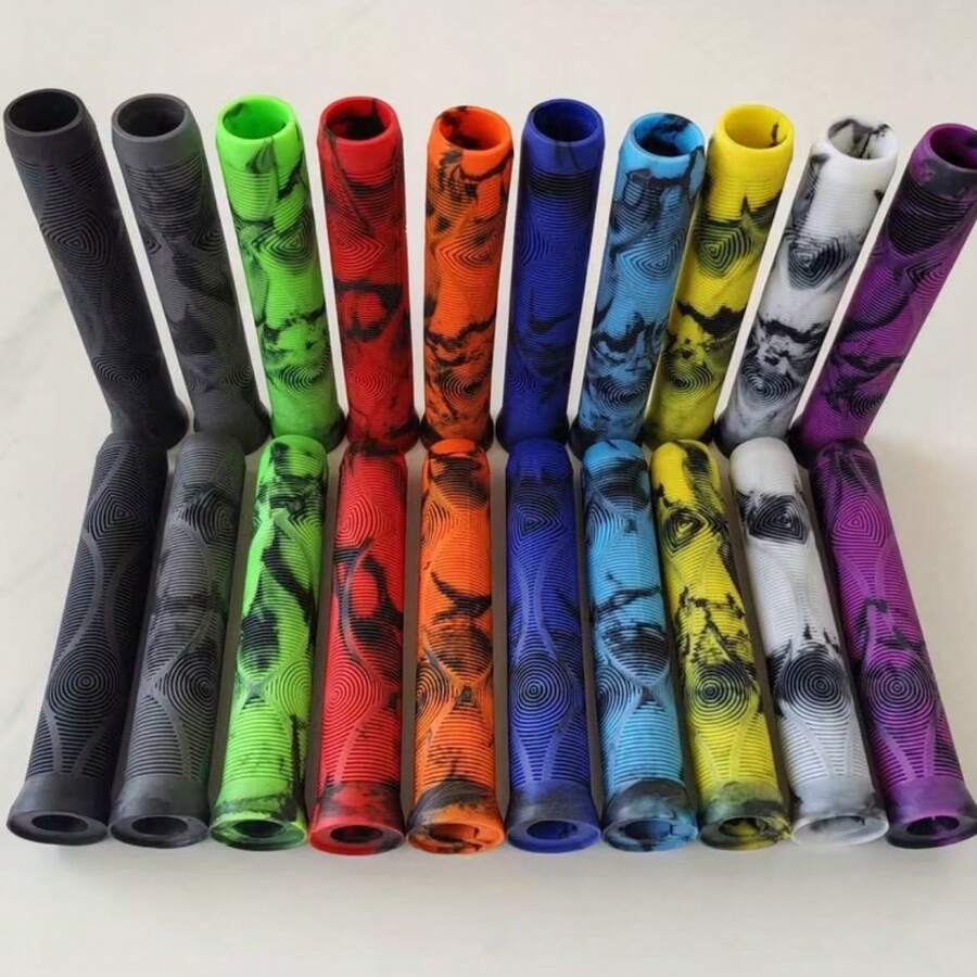 2026 New Soft Rubber Bicycle Handlebar Grips Dual-Color Anti-Slip Style - Mixed Color Ergonomic Design, Suitable For Mountain Bikes, Small Wheel Off-Road Bikes, Small Wheel Bicycles - Multicolor - View 1