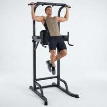 Ataucjin Power Tower Pull Up Bar Dip Station, Adjustable Height Home Gym Equipment, Heavy Duty Strength Trainer With 880 Lbs Capacity, Multi-Function Workout For Full Body Exercise, Stable Fitness Equipment - Black - View 1
