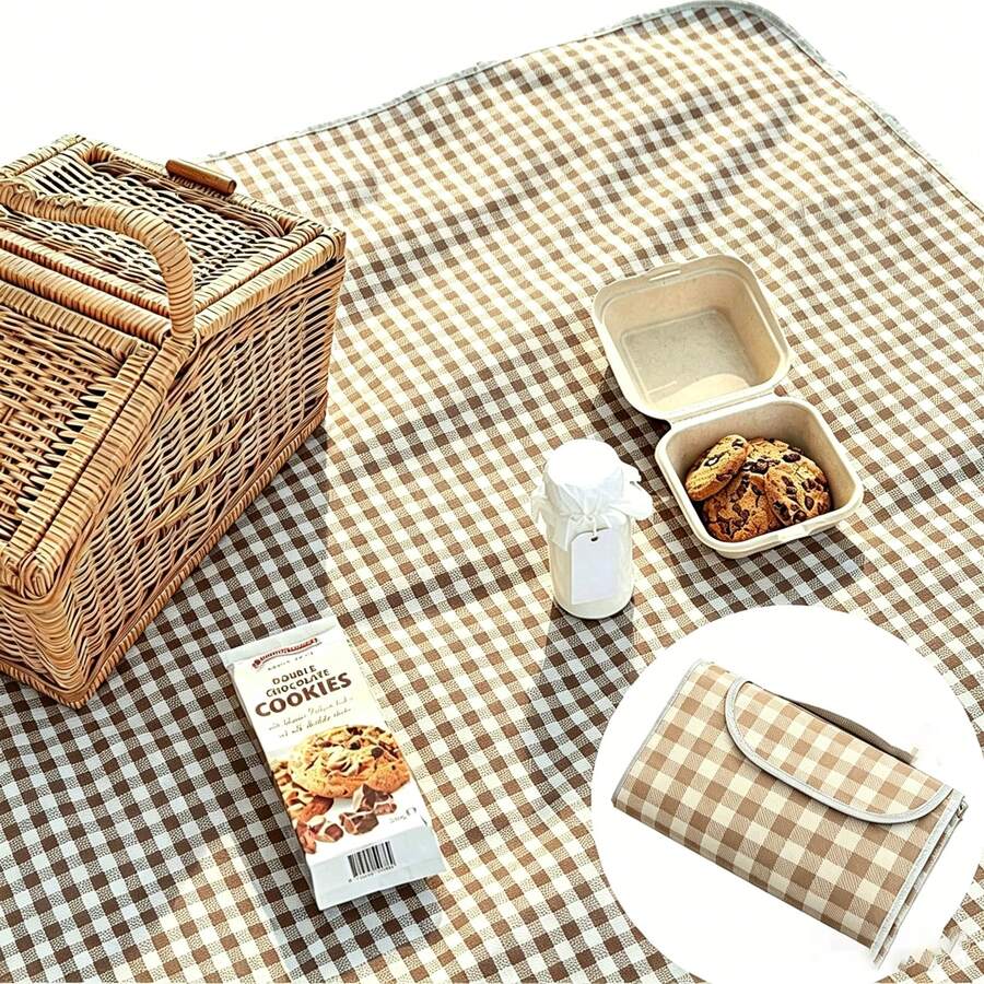 Picnic Mat, Waterproof Foldable, 80x60 Inches, Suitable For 6-8 People, Portable Compact Beach Blanket, Outdoor Travel Mat - Single Piece - View 1