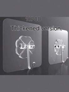 Transparent Strong Adhesive Hooks, No Drilling Required, Non-Damaging Hooks, Strong Adhesiveness, Removable, Transparent, Waterproof, Rust-Proof. Suitable For Hanging Clothes, Hats, Tableware, Shoes, Accessories, Kitchen Utensils, Bags, Etc. Applicable For Kitchen, Bathroom, Living Room, Bedroom Walls. Multi-Functional Hanging Hooks Storage Rack, Suitable For Home, Walls, Doors, Cabinets, Etc. Summer - Multicolor - View 16