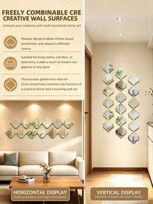 4PCS Combination Extra Long Wall Mirrors Sticker - Skinny 12.5*70CM / 4.9x27.6 Inch Handmade Tear Drop Design With Gold Foil Finish, Wrought Iron Frames For Narrow Spaces, Tear Drop Mirror Wall Decor - Multicolor - View 11