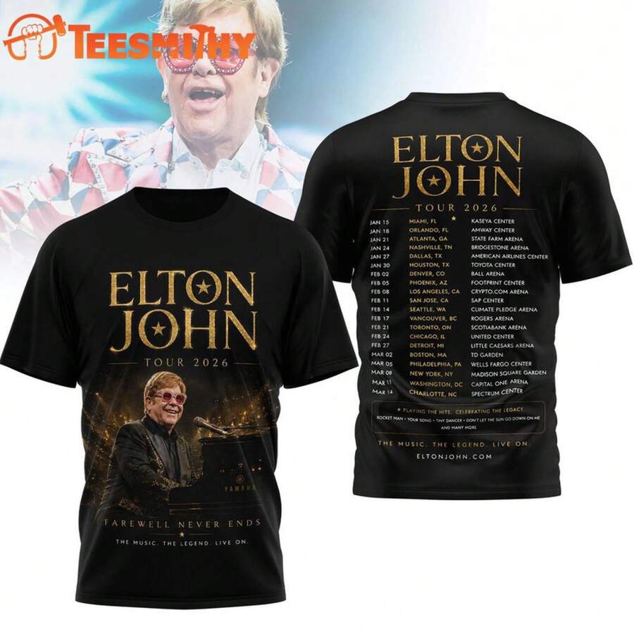 Tour 2026 Schedule AOP T-Shirt - 黑色 - 查看 1