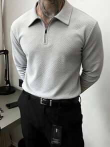 Men's Autumn Fashion Casual Minimalist Jacquard Sweatshirt For Sports And Outdoor - Grey - View 3