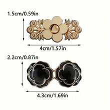 2/4Pairs Camellia Rose Jeans Tightening Brooch, Adjustable Button To Make Larger Size Smaller, No-Sew Removable Waist Buckle - Multicolor - View 7