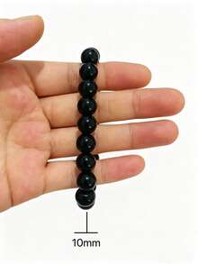 1pc Handmade Woven Bracelet, Suitable As A Mala Bead Bracelet For Men And Women As An Accessory. 8mm Handmade Adjustable Woven Bracelet, Couples And Friends Accessory, Suitable For Daily Gatherings And Parties. - Black - View 6