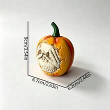 1PC See No Evil Hear No Evil Speak No Evil Pumpkin Figurine, Halloween Resin Craft, Decorative Ornament, Home Decor, Gift, Desktop Decor, Bookshelf, Bar Counter, Wine Cabinet, Clothing Store Window Display, Bedroom, Study, Living Room, TV Cabinet, Dressing Table - 1PC - View 3