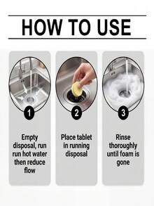 Kitchen Garbage Disposal Cleaner Effervescent Tablets, Household Sink Grease And Residue Cleaning Tablets, 12 Pieces Per Box. Produces Dense Foam When Contacting Water, Deeply Dissolves Food Residue In Machine Crevices, Quickly Removes Pipe Odors, Long-Lasting Freshness For Kitchen And Bathroom. Gentle Formula, Easily Solves Sink Sticky Grime And Foul Odor Problems. (Product Upgrade, Packaging May Differ Slightly But Effect Is The Same. New And Old Models Will Be Randomly Assigned) - Solid State - View 8