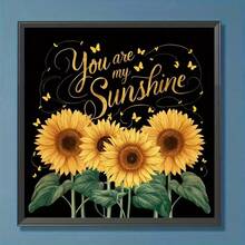 1 pièce Kit de peinture diamant 5D DIY motif tournesol - Mosaïque d'art à perçage rond complet, décoration murale pour la maison, sans cadre - Pas de cadre - Voir 2