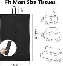 Kakaforsa Black Toilet Paper Holder Travel Napkin Holder Reusable Tissue Holder Cloth Tissue Box Cloth Cover Hang Paper Towel Holder Tissue Box Cover Tissue Holder For Car Home Office Desk - ColorA - View 2