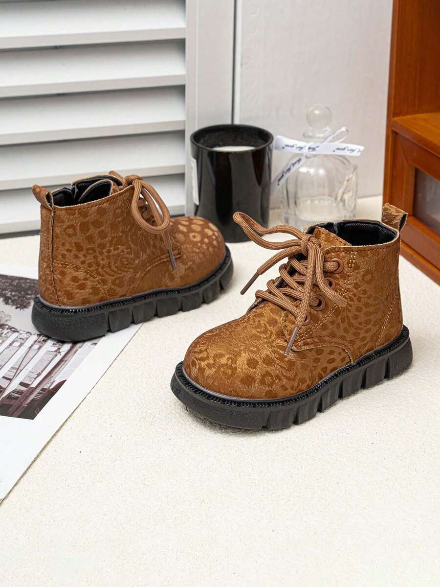 Unisex Kids High-Top Ankle Boots, Soft Sole Anti-Slip Single-Layer Lining Fashionable Comfortable Ankle Boots - Khaki - View 1