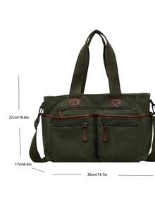 Tas jinjing serbaguna berkapasitas besar dengan banyak kantong dan motif pita, cocok untuk bepergian, berbelanja, berlibur, dapat memuat laptop, buku pelajaran, dan pakaian. - Hijau - View 6