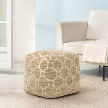 Anji Mountain Pouf Ottoman Foot Rest, Handmade Ottoman Pouf, Comfortable Foot Stool, Decorative Floor Seating For Living Room Decor, Bedroom &Amp; Home Décor Accent - Saffron Trellis - ColorD - View 2