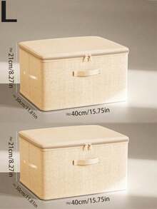 5 Sizes Linen Storage Boxes With Flap, Zipper And Soft Handle, Foldable Organizer Bins For Clothes, Bedding, Blankets, Bedroom Closet Storage - Beige - View 16