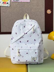 1 Set Fashionable College Style Polka Dot/Floral Pattern Backpack Set, Includes Backpack, Lunch Bag And Pencil Case, With Laptop Compartment, Adjustable Shoulder Straps, Multi-Pocket Large Capacity, Multi-Function School Bag Set, Suitable For Girls/Teenagers/College Students/Graduates Daily Use/Vacation/Travel/Back To School. - 2245 - View 15