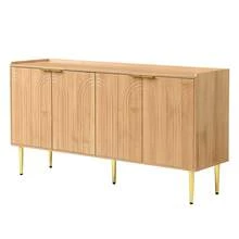 Modern Sideboard White With Adjustable Shelves - Natural - View 4