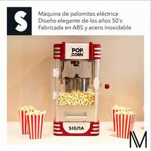 Electric Popcorn Maker 8-Cup Stainless Steel Red Retro Style - US A Type Plug(110-127V) - View 2