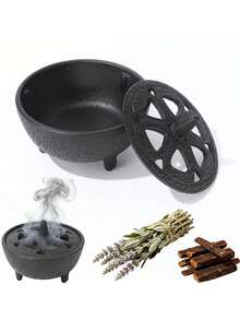 1pc Zen Cast Iron Aromatherapy Diffuser With Lid, Decorative Incense Burner, Suitable For Aromatherapy, Meditation, Relaxation, Can Be Used As Decoration For Living Room And Office - Incense Burner - View 1
