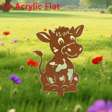 2D Flat, 1pc, Farm Cow Acrylic Garden Decor | Freestanding Outdoor Decoration, Acrylic Ground Stake, Perfect For Flower Pots, Lawns, Balconies And Backyards, Ideal Gift For Housewarming Or Friends And Family - B - View 7
