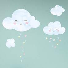 1pc Cloud Wall Sticker, Perfect For Decorating Home, Room And Wall, With Self-Adhesive Backing, Waterproof And Easy To Remove - Multicolor - View 1
