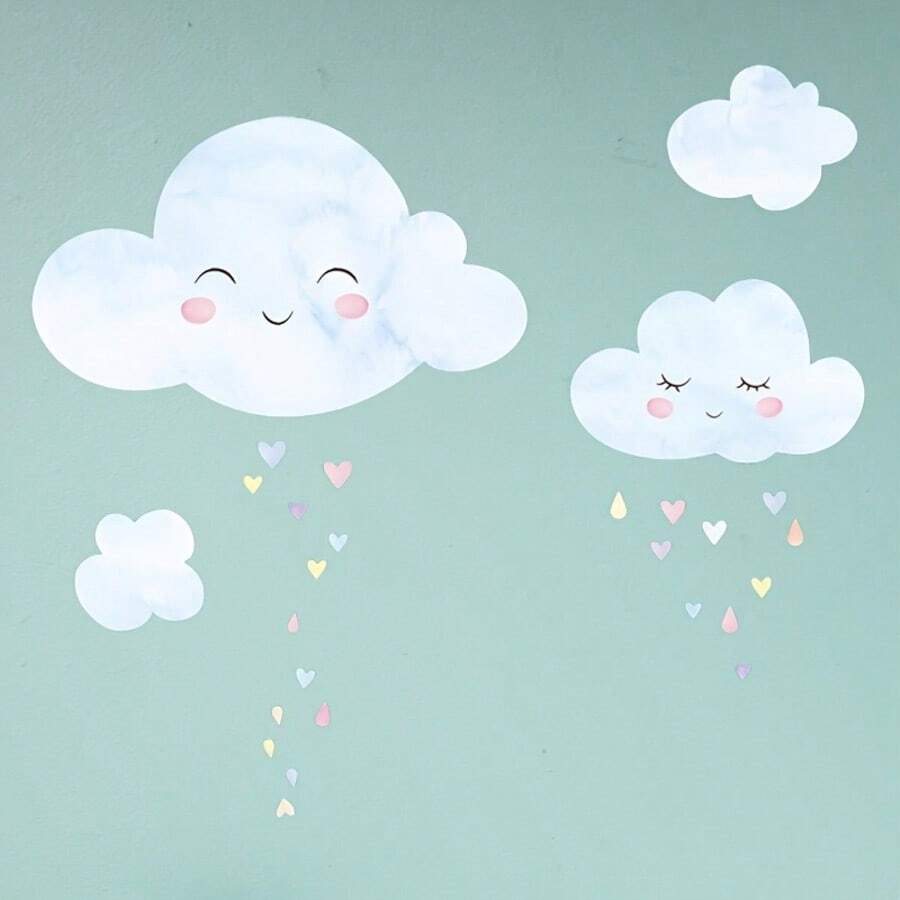 1pc Cloud Wall Sticker, Perfect For Decorating Home, Room And Wall, With Self-Adhesive Backing, Waterproof And Easy To Remove - Multicolor - View 1