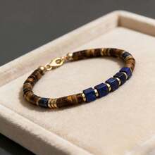 Money Casual Style Lapis Lazuli/Tiger Eye/Hematite Men's Beaded Bracelet, Attracts Wealth, Abundance And Prosperity, Suitable For Daily Wear - Multicolor - View 3