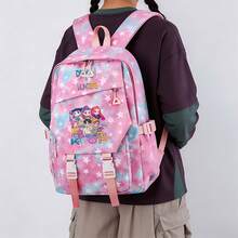 Miniso 3Pcs Star Print Backpack Set, Gradient Pink Blue Tie Dye Rucksack With Matching Lunch Tote & Pencil Case, For Picnic, Weekend Trip, City Walk, Daily O - Pink - View 3