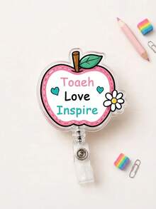 1pc Custom Teacher Name Badge Reel & ID Card Holder Set,Staff Luggage Tag Combo,Teacher Appreciation Gift,Back To School,Retractable Name Tag Clip - Multicolor - View 12