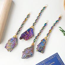 1件天然水晶迷你權杖 靈氣藍鐵晶石 繞線包裝 虹彩彩虹原晶 手作波希米亞風 靈性療癒水晶 - Mini Scepter - 查看 8
