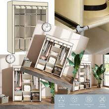Fabric Wardrobe, With Rails And Shelves - Cream White - T0001-01-3166 - View 2