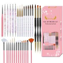 Set Kuas Nail Art Profesional 31 Buah - Pena Gel 3D, Kuas Akrilik, Alat Kuku Berkualitas Salon untuk Penggunaan di Rumah dan Salon - Berwarna merah muda - View 8