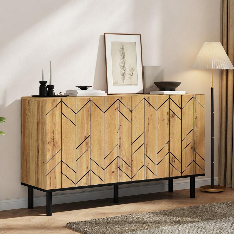 Sideboard Natural Made Of Wood For Dining Room And Living Room - 自然的 - 查看 1