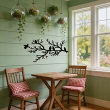 1 pieza Decoración de pared de metal con rama de árbol vintage y pájaro, con acabado premium Escultura de pared de arte de rama de árbol vintage y pájaro - Adecuado para Halloween, aniversario, decoración de primavera, regalo de invierno y Navidad (Decoración interior) - Escultura de metal para sala de estar (Seleccionado para entusiastas de la decoración del hogar) - Negro - Ver 6