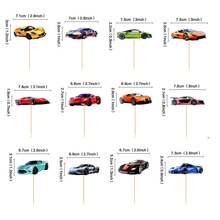 Racing Car Cupcake Toppers Decorations For Sports Racing Theme Birthday Party Cakes, Sports Car Racing Cupcake Toppers Decorations - Multicolor - View 6