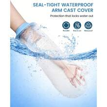 Kids Waterproof Arm Cast Covers Shower Bath, Reusable Arm Cast Protector To Keep Cast Dry, Comfortable Durable Daily Use, After Surgery, Broken Arm, Wound Or Bandage (Arm- - Light Blue - View 3