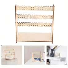 1pc Wooden Jewelry Display Stand - Home Boutique, Handmade Studio Desktop Storage - Durable Design, Multi-Slot Jewelry Rack - Multi-Functional Triangular Earring, Necklace, Bracelet Organizer - A - View 4