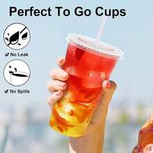 400ml Set Transparent Cup With Lid And Straw, Straight Lid Ice Drink Cup, [Reusable] Smoothie Cup, Suitable For Cold Drinks, Juice And Milkshakes - Halloween/Christmas/Birthday Party Essential - Clear - View 9
