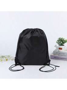 1 pieza/5 piezas/10 piezas/15 piezas Bolsa con cordón y cremallera, bolsa de almacenamiento de mochila de poliéster con doble cordón, gran capacidad - Multicolor - Ver 12