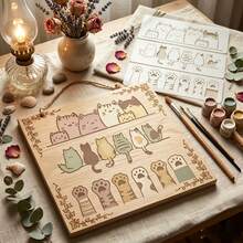 3 buah Set Stensil Grafiti DIY Motif Kucing Lucu, Cocok untuk Kanvas, Dinding, Furnitur, dan Kain. Alat Lukis Dekoratif Motif Kucing yang Dapat Digunakan Kembali, 3 buah Stensil Perbatasan Tema Hewan Peliharaan, Ideal untuk Dekorasi Rumah, Melukis, dan Scrapbooking, Hadiah Sempurna. - Set - View 3