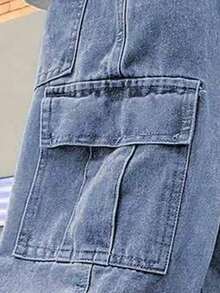 Straight Leg Fashion Casual Denim Jeans, Suitable For Boys, Street Style - Blue - View 5