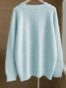 Spring/Autumn Soft Fluffy Long Hair Loose Drop Shoulder Long Sleeve Knit Cardigan, Delicate Texture, Casual Dating Shopping Atmospheric Versatile Outerwear Sweater - Blue - View 4