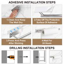 1pc Premium Stainless Steel Toilet Paper Holder, No Drilling Self Adhesive Wall Mount Tissue Storage Rack, Space Saving Modern Bathroom Accessory - Black - View 4