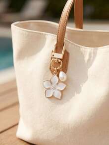 1pc Fashion Minimalist Fresh Cute New Flower Cherry Blossom Pearl Pendant Keychain Bag Charm - Multicolor - View 4